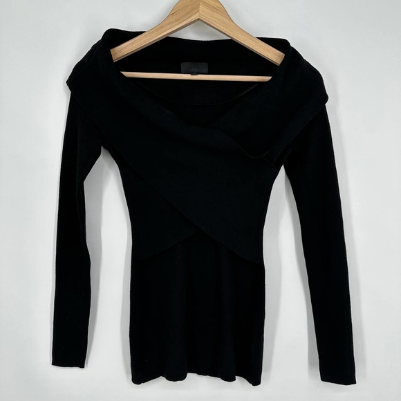 Intermix Off The Shoulder Sweater Wrap Criss Cross Long Sleeve Fitted Sweater - Picture 2 of 9